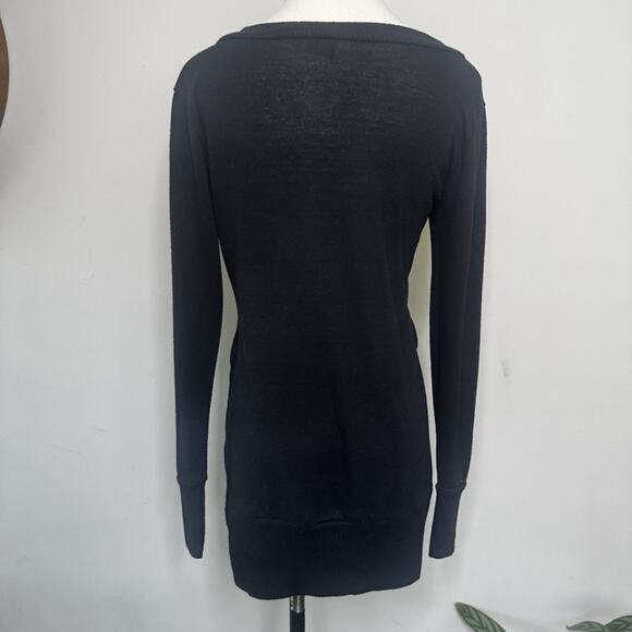 Vintage Y2K Black Cardigan Belt Loops New Wave Emo Scene Goth Indie Glam Witch L - Picture 5 of 6